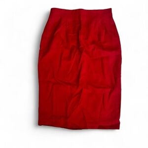 Rena Rowan for Seville luxurious classic 100% worsted wool Red midi skirt Sz 4